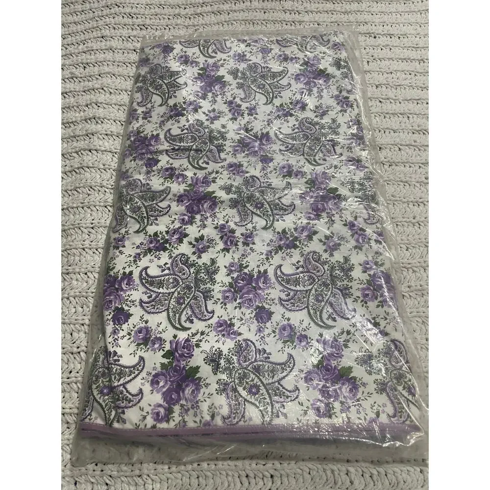 VTG NIP Lady Roberta Comforter Blanket Cover 80x80 Percale Floral Purple Cotton